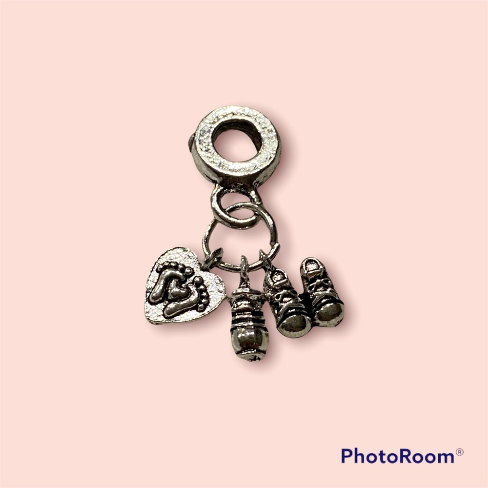 NEW•Silver New Baby DIY charm